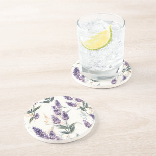 Dessous De Verre En Grès Bouquets de Lavande Aquarelle Botanique Fleur Viol