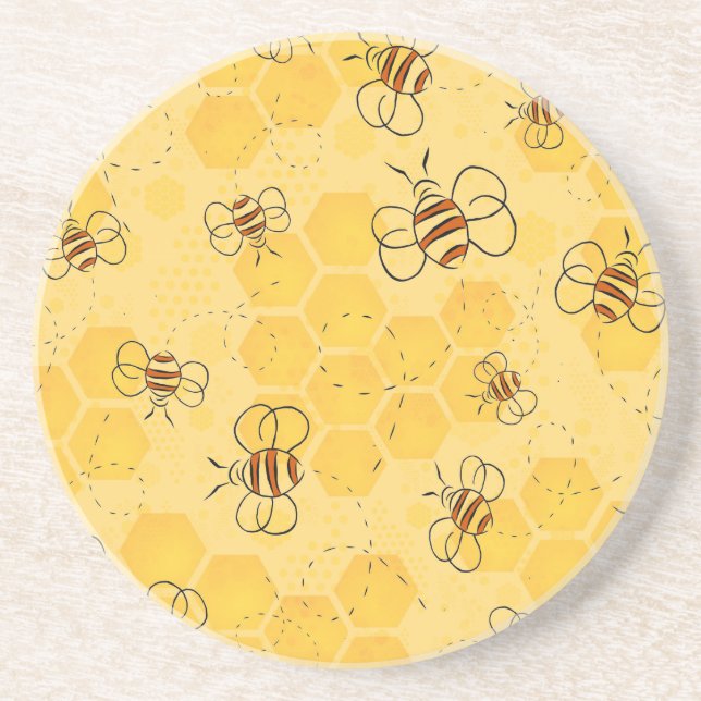 Dessous De Verre En Grès Bourdonnement d'abeilles Abeilles à miel Mignon  (Devant)