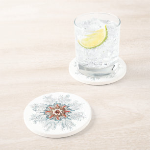 Dessous De Verre En Grès Bouton bleu grès de la créature marine