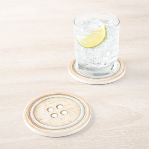 Dessous De Verre En Grès Bouton de couture blanc crème