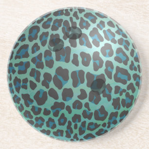 Dessous De Verre En Grès Bowling Ball Leopard Turquoise
