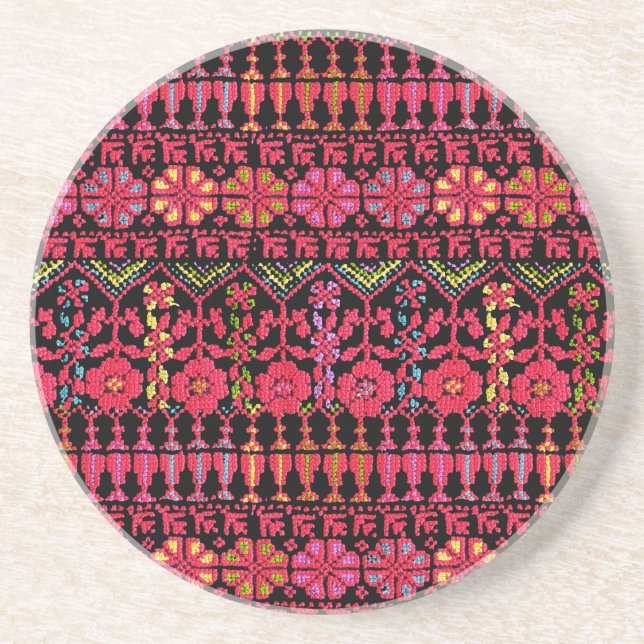 Dessous De Verre En Grès Broderie palestinienne Tatreez imprimé (Devant)