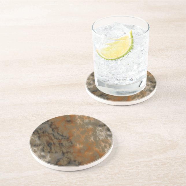 Dessous De Verre En Grès Bronze et marbre de cuivre Abstrait (Côté)