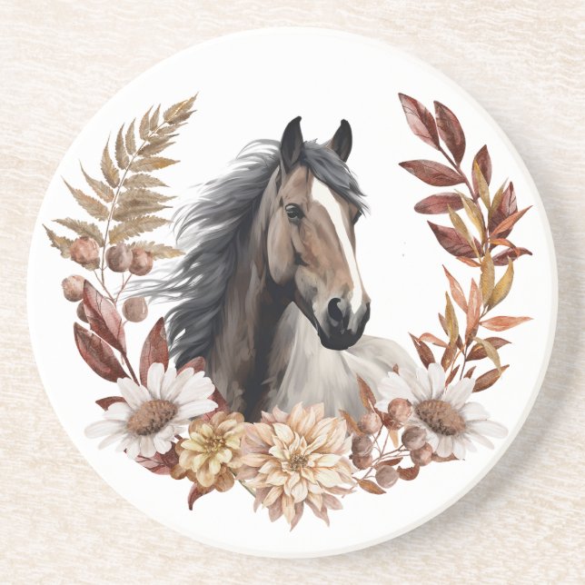 Dessous De Verre En Grès Brown Grulla Horse Vague d'automne (Devant)