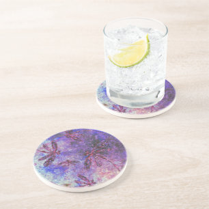 Dessous De Verre En Grès Brume de Libellule Violette