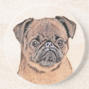 Dessous De Verre En Grès Bruxelles Griffon Smooth Painting Original Chien A