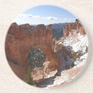 Dessous De Verre En Grès Bryce Canyon Pont naturel Paysage neigeux Photo
