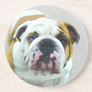 Dessous De Verre En Grès Bulldog Painting - Joli art original chien
