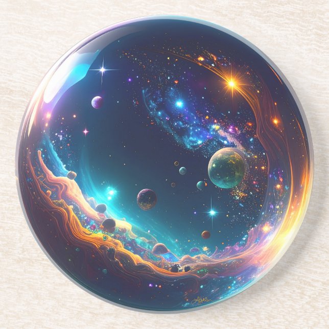 Dessous De Verre En Grès Bulle cosmique Galaxie Imaginaire Art (Devant)