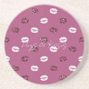 Dessous De Verre En Grès Burgundy rose Parties scintillant rouge blanc Bais