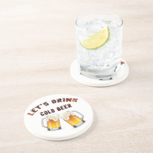 Dessous De Verre En Grès buvons de la bière dorée