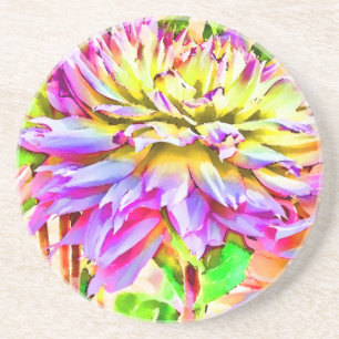Dessous De Verre En Grès Cadeau Dahlia Aquarelle numérique