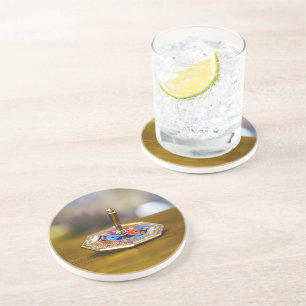 Dessous De Verre En Grès Cadeau de dreidel de Hanukkah SlipperyJoe à base o