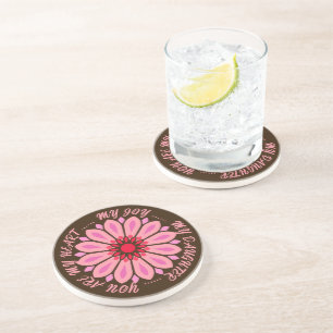 DESSOUS DE VERRE EN GRÈS CADEAU FLEUR MODERNE DE MAMAN PAPA SOEUR FILS PATR