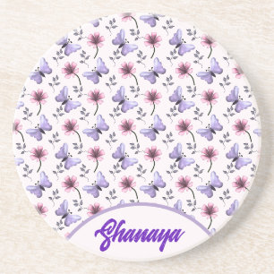 Dessous De Verre En Grès Cadeau floral papillon de printemps personnalisé