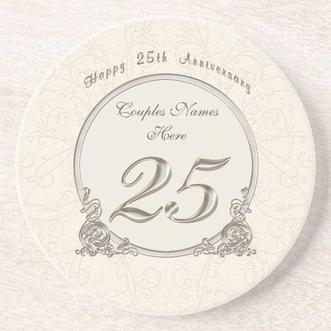 Dessous De Verre En Grès Cadeaux bon marché personnalisés d'anniversaire 25 (Devant)