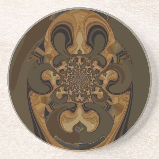 Dessous De Verre En Grès Café Brown Flux Kaleidoscope Art Imprimer (Devant)