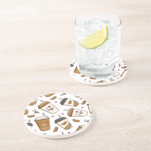 Dessous De Verre En Grès Cafés, Fèves de café, Amateur de café, Coeurs