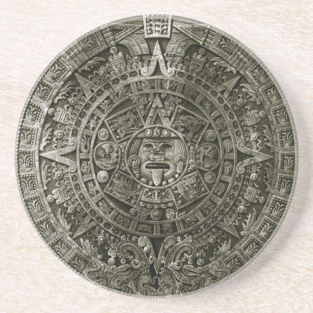 Dessous De Verre En Grès Calendrier zodiaque Aztec Sun Stone (Devant)