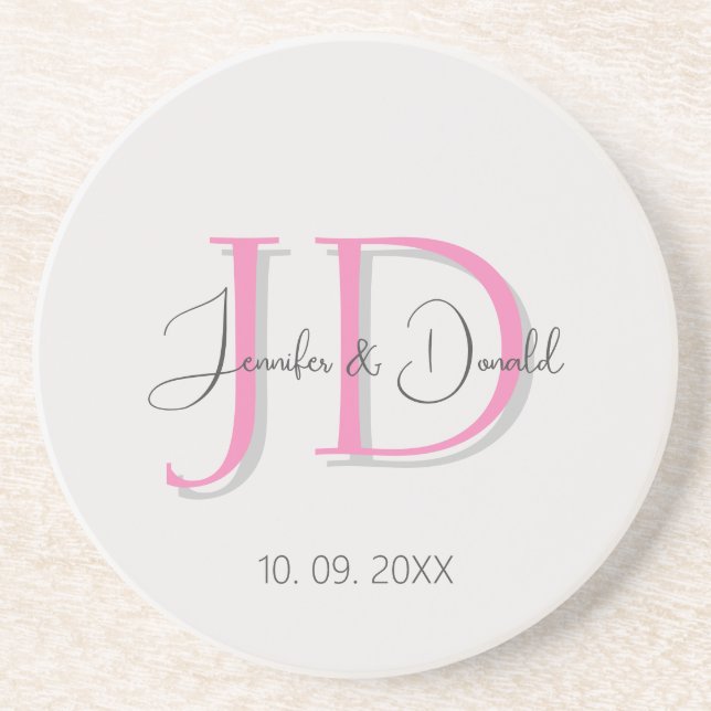 Dessous De Verre En Grès Calligraphie classique tendance monogramme (Devant)