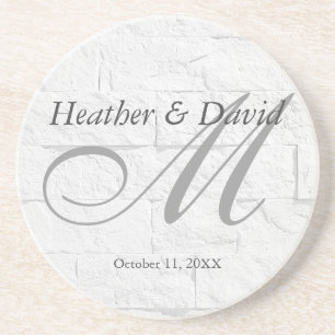 Dessous De Verre En Grès Calligraphie de mur de brique Script Monogramme Ma