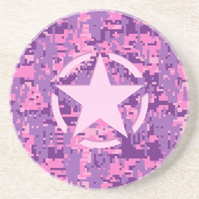 Dessous De Verre En Grès Camouflage numérique rose-chaud (Devant)