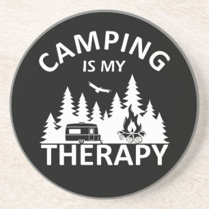 Dessous De Verre En Grès Camping est ma thérapie drôle slogan de camper