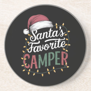 Dessous De Verre En Grès Camping Noël Père Noël Favori Camper Cadeau