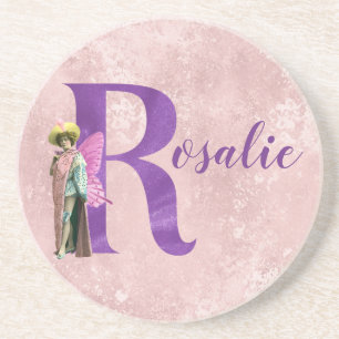 Dessous De Verre En Grès Camping violet Shimmer Illustré Lettre R