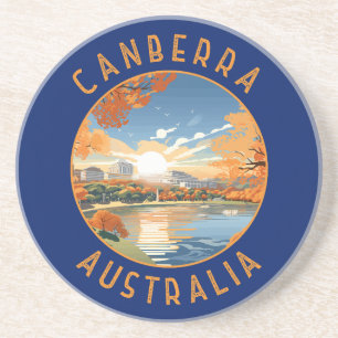 Dessous De Verre En Grès Canberra Australie Cercle en détresse rétro
