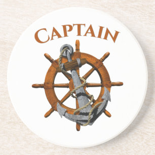 Dessous De Verre En Grès Capitaine et Ancre nautique