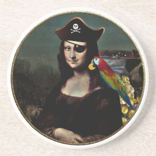 Dessous De Verre En Grès Capitaine Mona Lisa Pirate