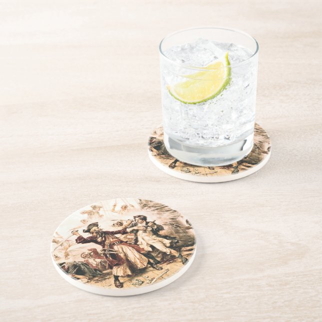 Dessous De Verre En Grès Capture, Barbe noire pirate, Revenge de la reine A (Côté)