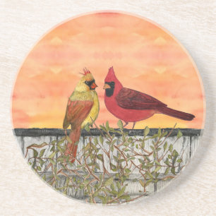 Dessous De Verre En Grès Cardinal Lovebirds Sandstone Coaster