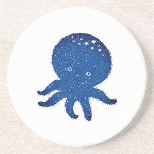 Dessous De Verre En Grès Caricature octopus mignonne vieux papier