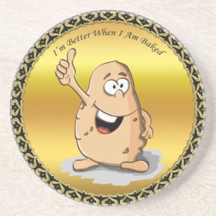 Dessous De Verre En Grès caricature personnage pomme de terre aux grands ye