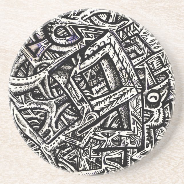 Dessous De Verre En Grès Carré One, par Brian Benson (Devant)