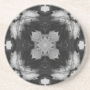 Dessous De Verre En Grès Carré quatre étoiles gris noir blanc fusain