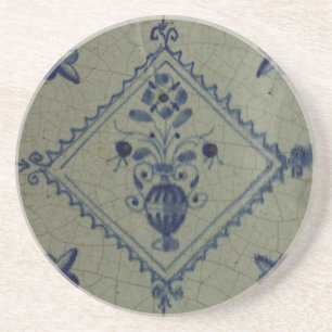 Dessous De Verre En Grès Carrelage Bleu Delft - Vase avec Fleurs et Bouquet