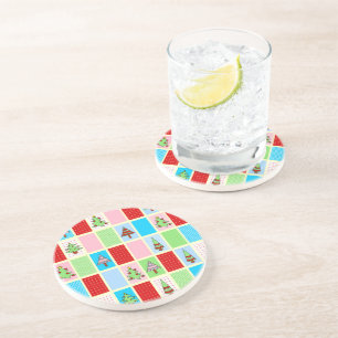 Dessous De Verre En Grès Carrés de Noël colorés