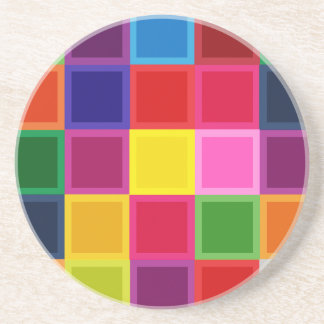 Dessous De Verre En Grès Carrés multicolores et rayures Girly