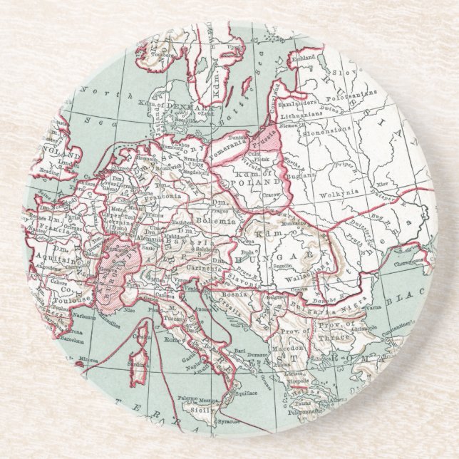Dessous De Verre En Grès CARTE De l'EUROPE, 12ème siècle (Devant)