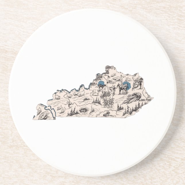 Dessous De Verre En Grès Carte de l'image Vintage du Kentucky (Devant)