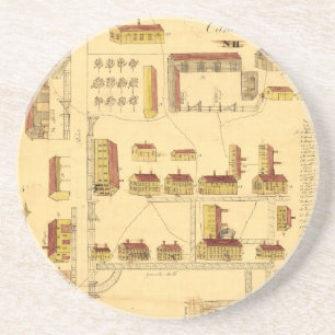 DESSOUS DE VERRE EN GRÈS CARTE DE VILLAGE DE DISPOSITIF TREMBLEUR, 1849