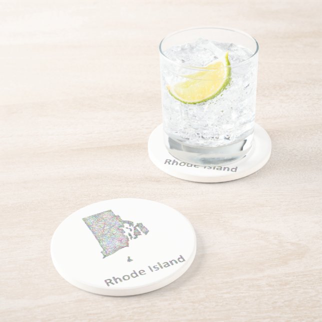 Dessous De Verre En Grès Carte d'Île de Rhode (Côté)