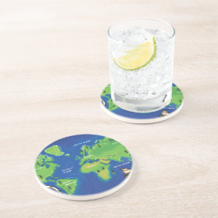 Dessous De Verre En Grès Carte du monde