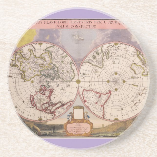 Dessous De Verre En Grès Carte du monde antique (Devant)