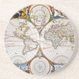 Dessous De Verre En Grès CARTE du MONDE, XVIIème siècle