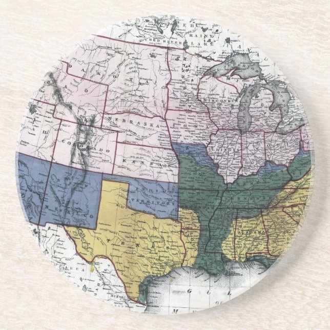 DESSOUS DE VERRE EN GRÈS CARTE : GUERRE CIVILE, 1864 (Devant)