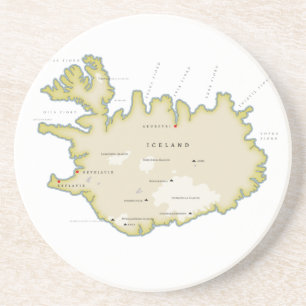 Dessous De Verre En Grès Carte illustrée de l'Islande Trivet